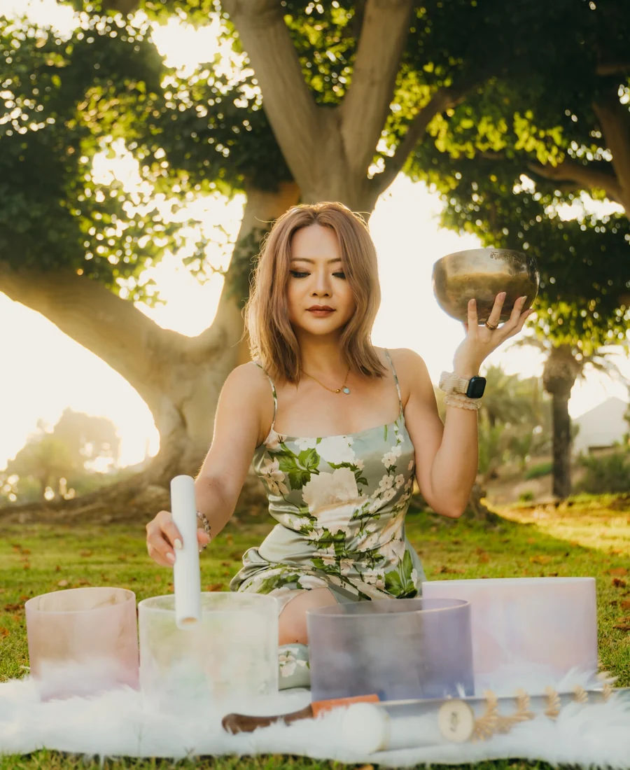 Jasmine Chang facilitating sound healing