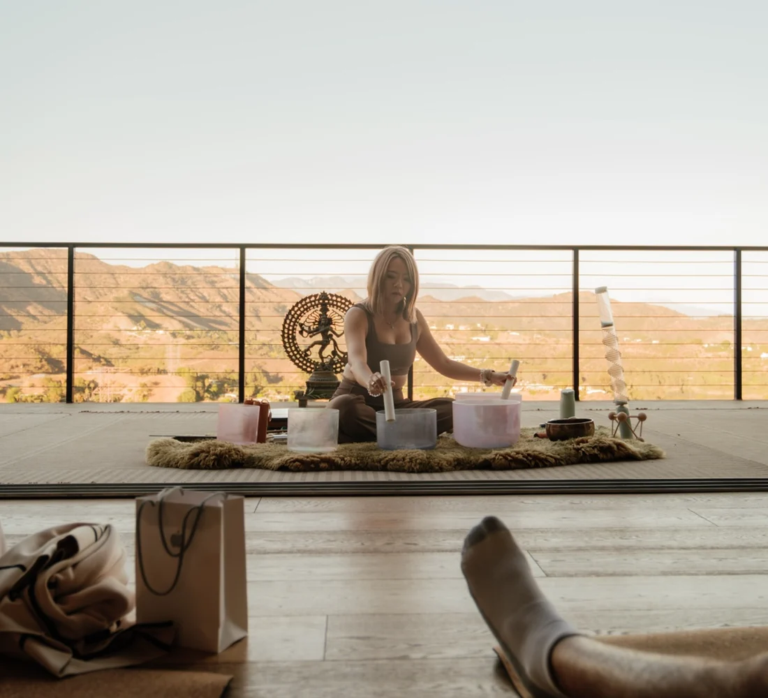Sound healing overlooking the Hollywood Hills